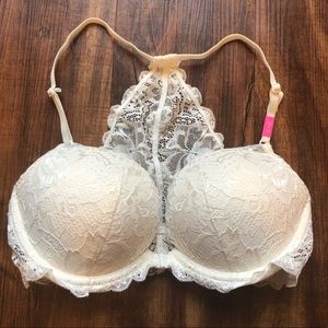 Lace Back PINK Push Up Bra